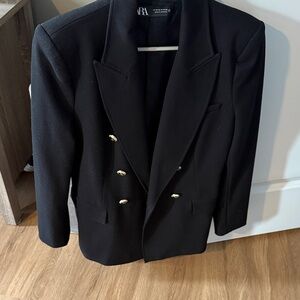 Zara Black Blazer with Gold Buttons